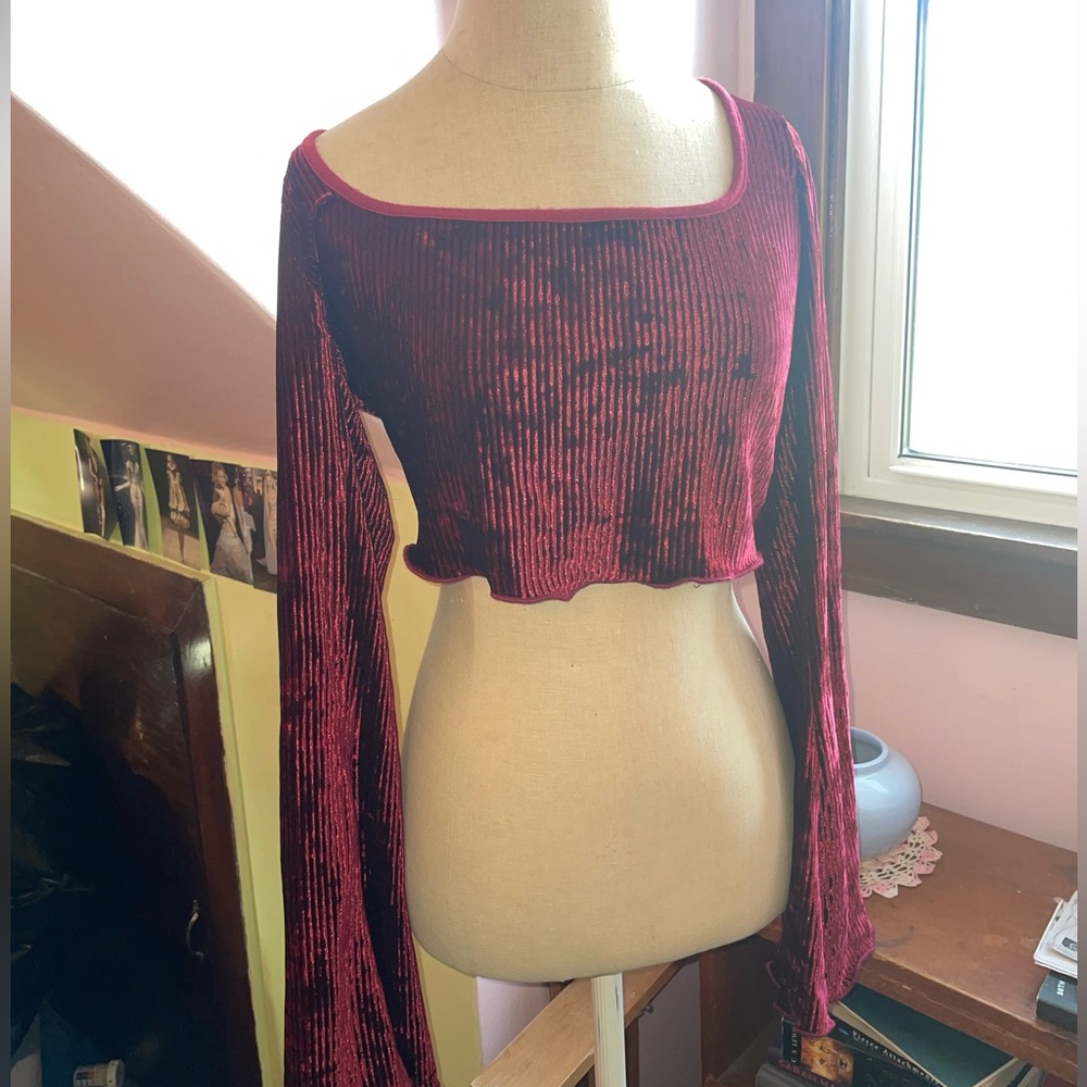 Urban outfitters velvet long sleeve shirt